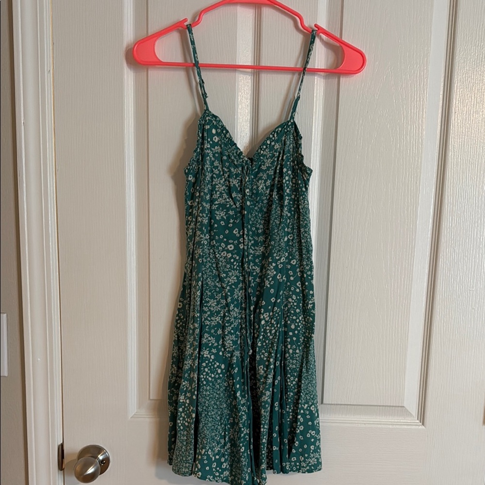Floral Green Spaghetti Strap Dress